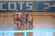 Girls volleyball team on the court